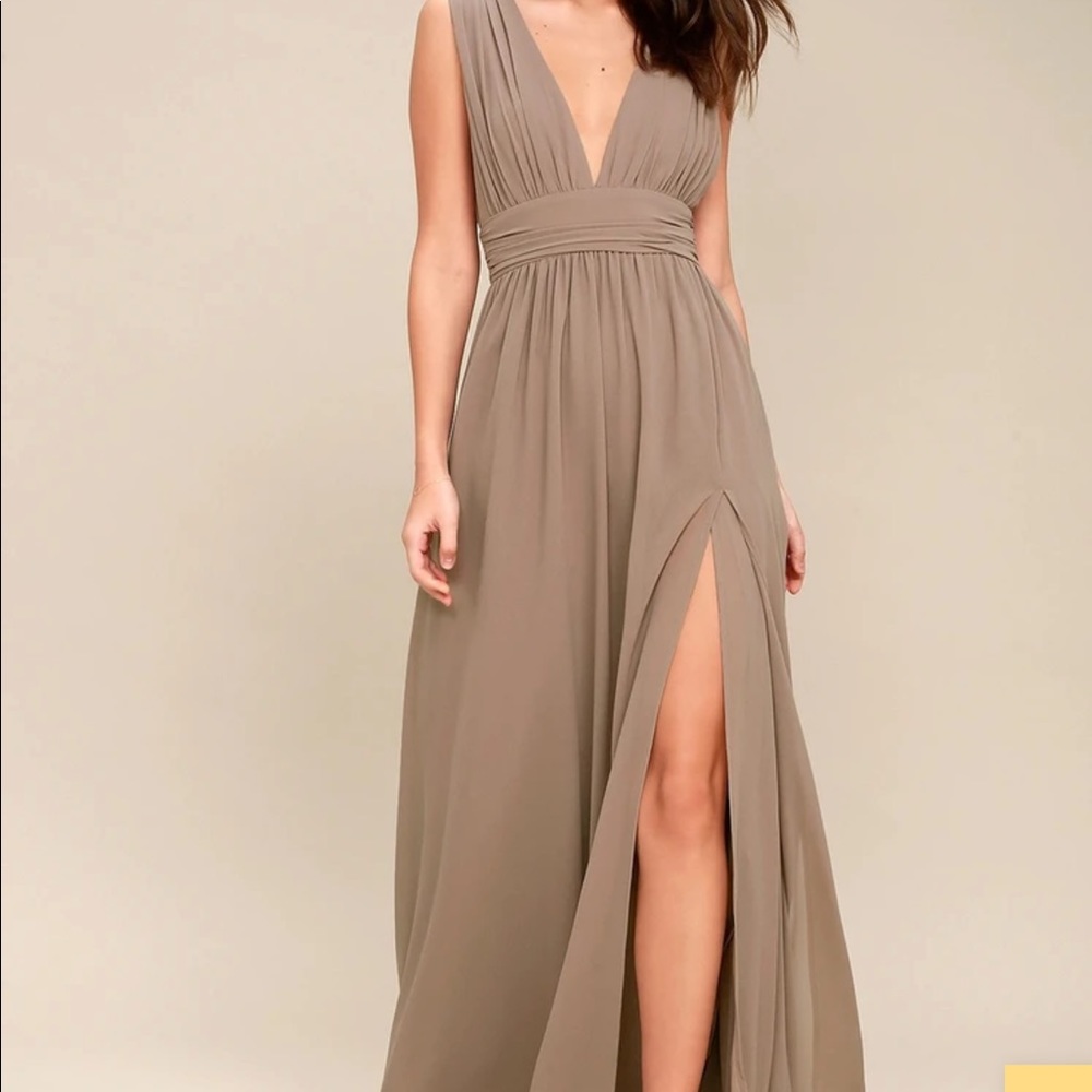 Lulus Heavenly Hues Taupe Maci Dress